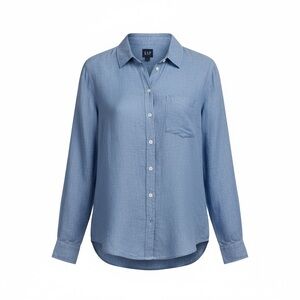 GAP Women’s Casual Blue Heathered Linen Blend Button Down Shirt. Size Large.